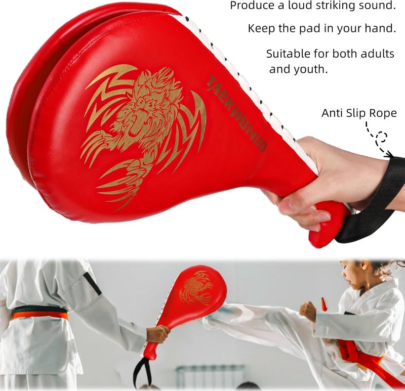 Tlence 2 Pack Taekwondo Kick Pads, 15 x 7.5 x 2 inch Double Kicking Target Paddles, PU Leather Martial Arts Training Pad, TKD Strike Kickboxing Punching Sparring Equipment for Youth Adult - Image 4